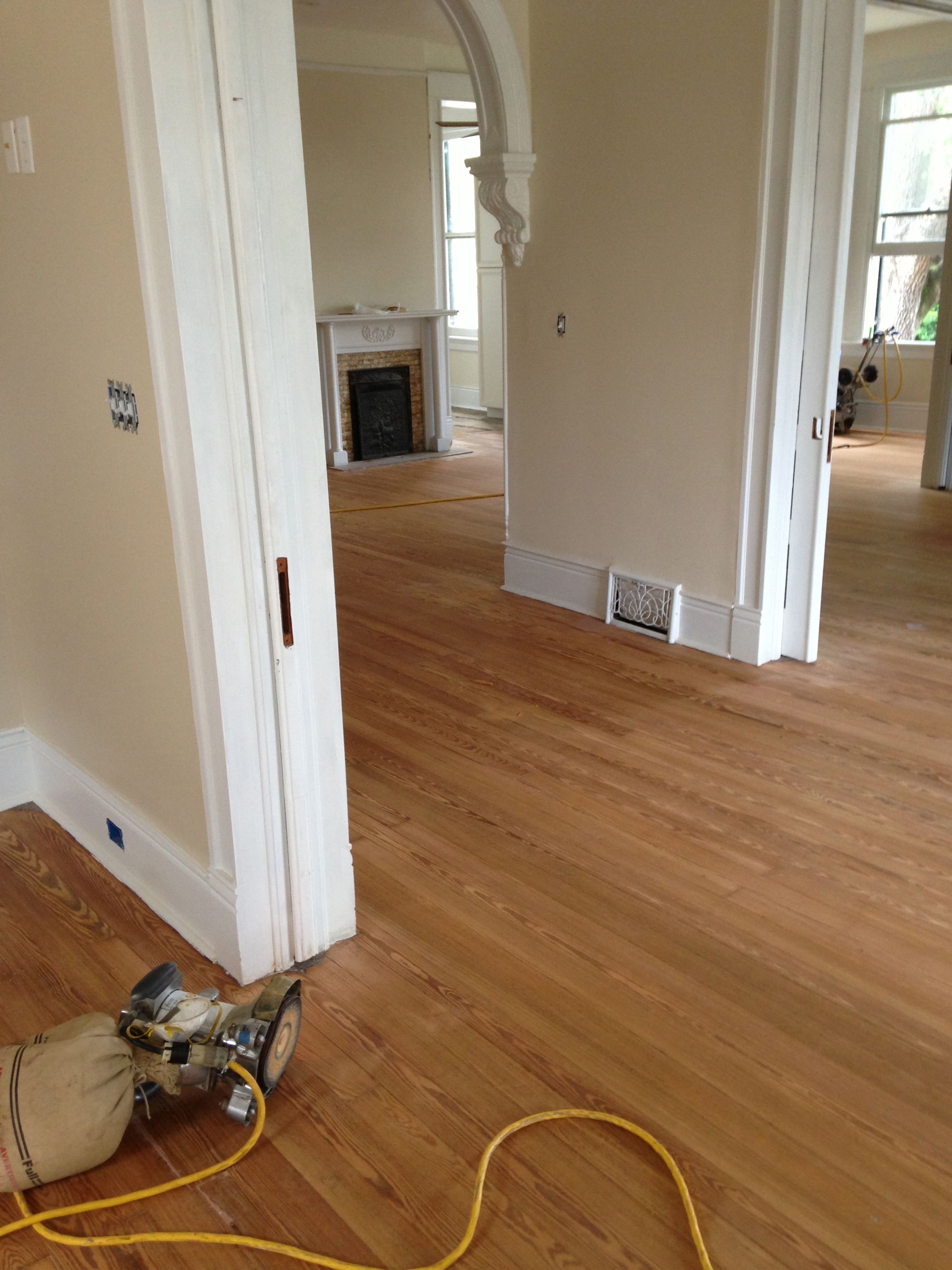 Sanded and cleaned hardwood floors