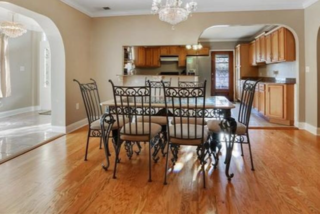 This is prefinished red oak in a dining room.