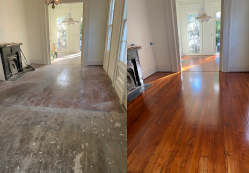 Old heart of pine before and after refinishing