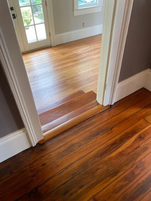 Refinished Red Heart of Pine and Red Oak Hardwood Flooring